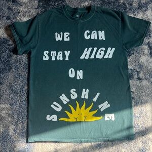 PacSun Dark Green Tee with Sunshine Graphic